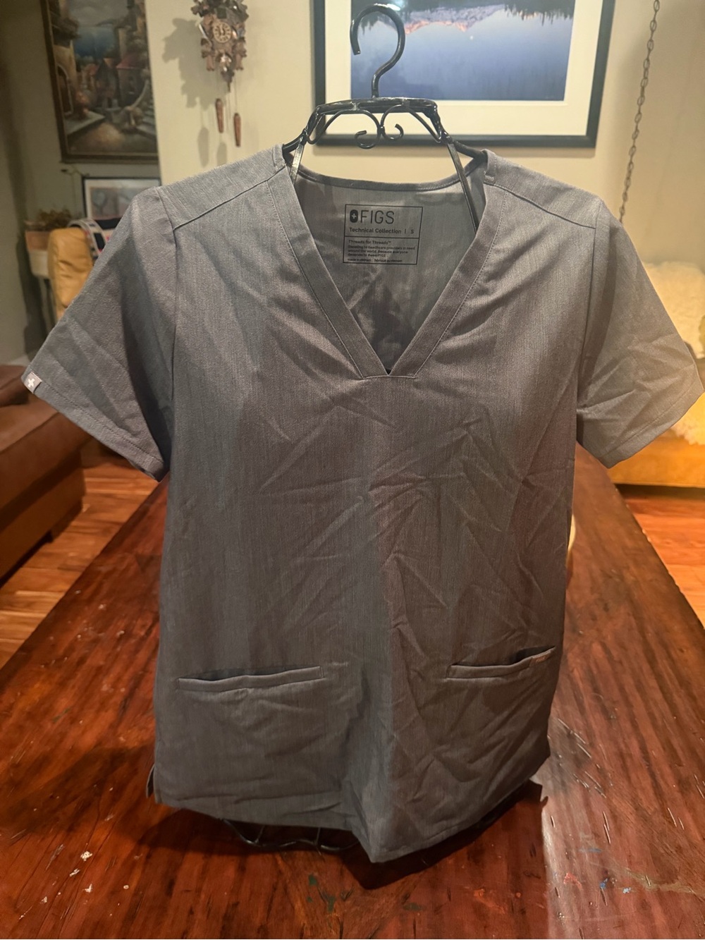 FIGS Charcoal V-Neck Medical Scrub Top